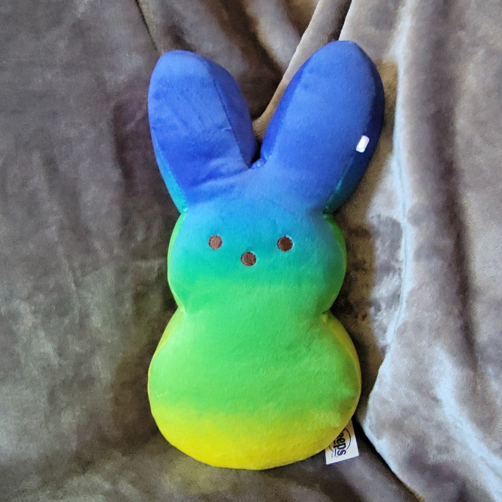 Peeps 9" Bunny Plush Unisex Medium Blue Green Yellow Excellent Ombre Gradient